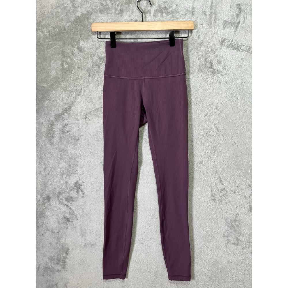 Lululemon Wunder Train High-Rise Ribbed Tight 28" Purple Athleisure Workout 2‎